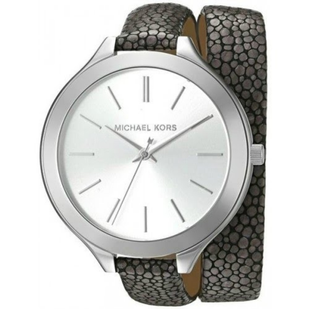 MICHAEL KORS WOMEN'S SLIM RUNWAY SILVER DIAL DOUBLE WRAP WATCH MK2475